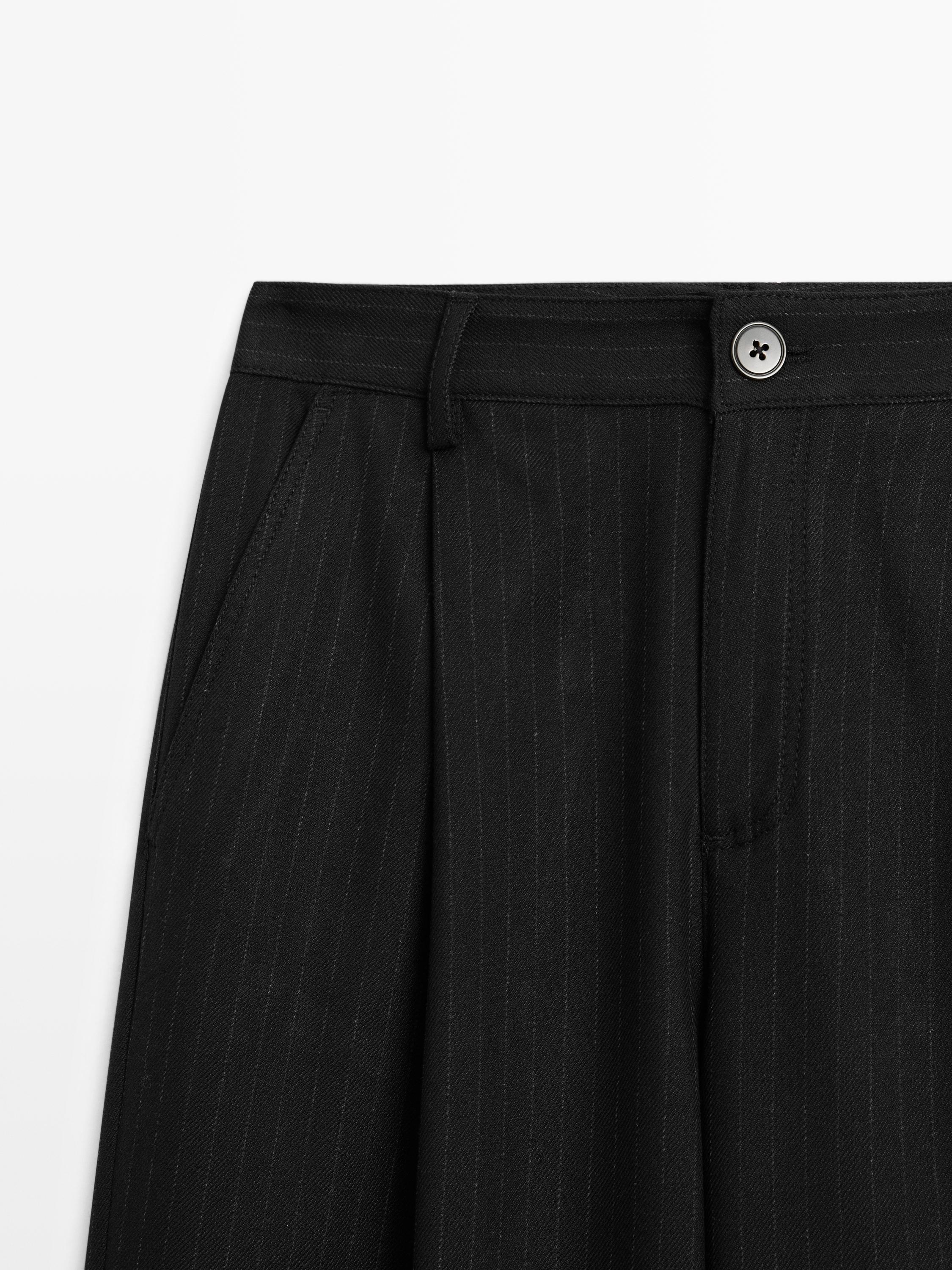 Pantalon large mid-rise à rayures tennis | Massimo Dutti FR