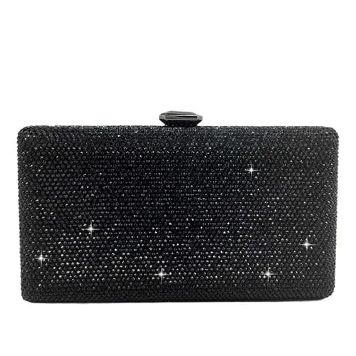 Boutique De FGG Black Crystal Evening Bags for Women Formal Party Box Clutch Wedding Rhinestone Handbags Bridal Clutch Purse,Mini | Amazon (US)