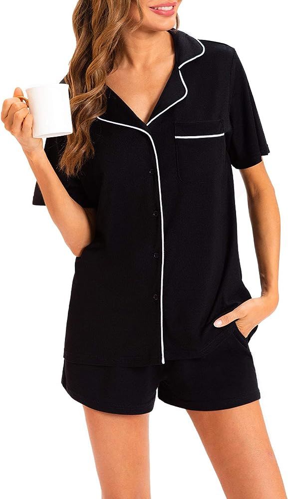 MEOMUA Women's Bamboo Pajama Sets Short Sleeve Sleepwear Button Down Pj Lounge Set | Amazon (US)