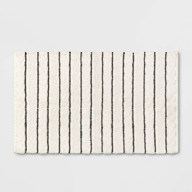 Striped Bath Rug White/Black - Opalhouse™ | Target