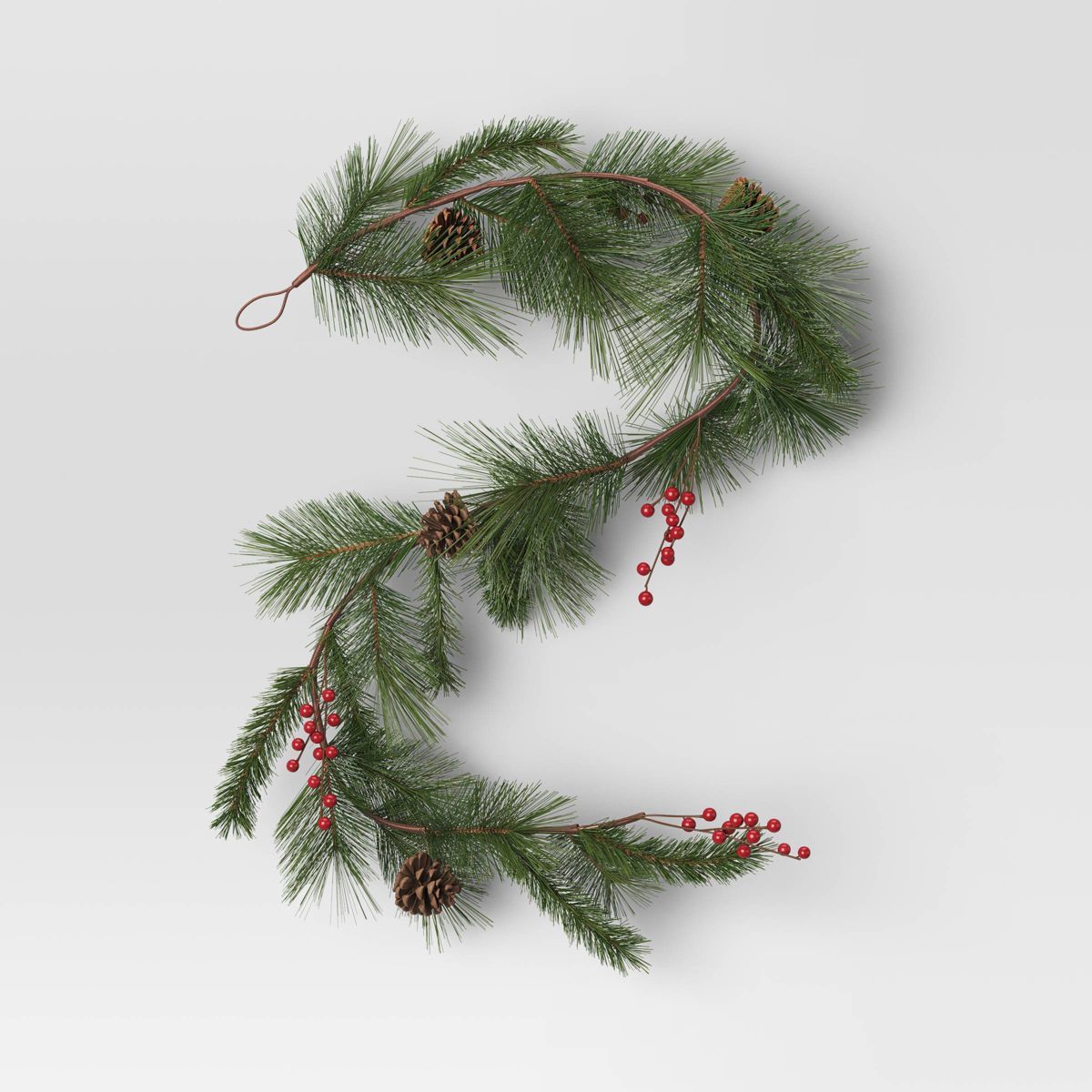 Artificial Christmas Garland Long Needle Pine with Red Berries - Threshold™ | Target