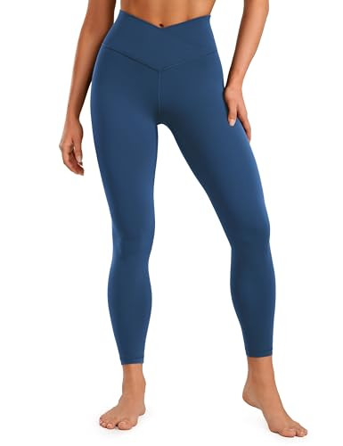 CRZ YOGA Butterluxe Crossover Waist Leggings 25" - V Crossover High Waisted Gym Workout Yoga Womens French Navy Small | Amazon (US)