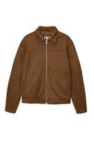 Faux suede jacket with zip | PULL and BEAR UK