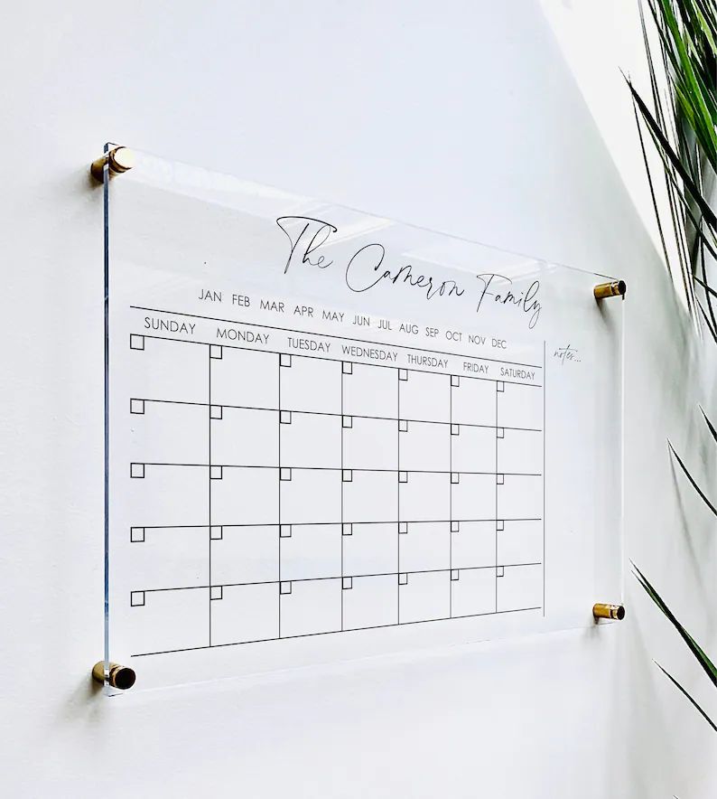 Personalized Acrylic Calendar For Wall || dry erase board lucite clear acrylic calendar minimalis... | Etsy (US)