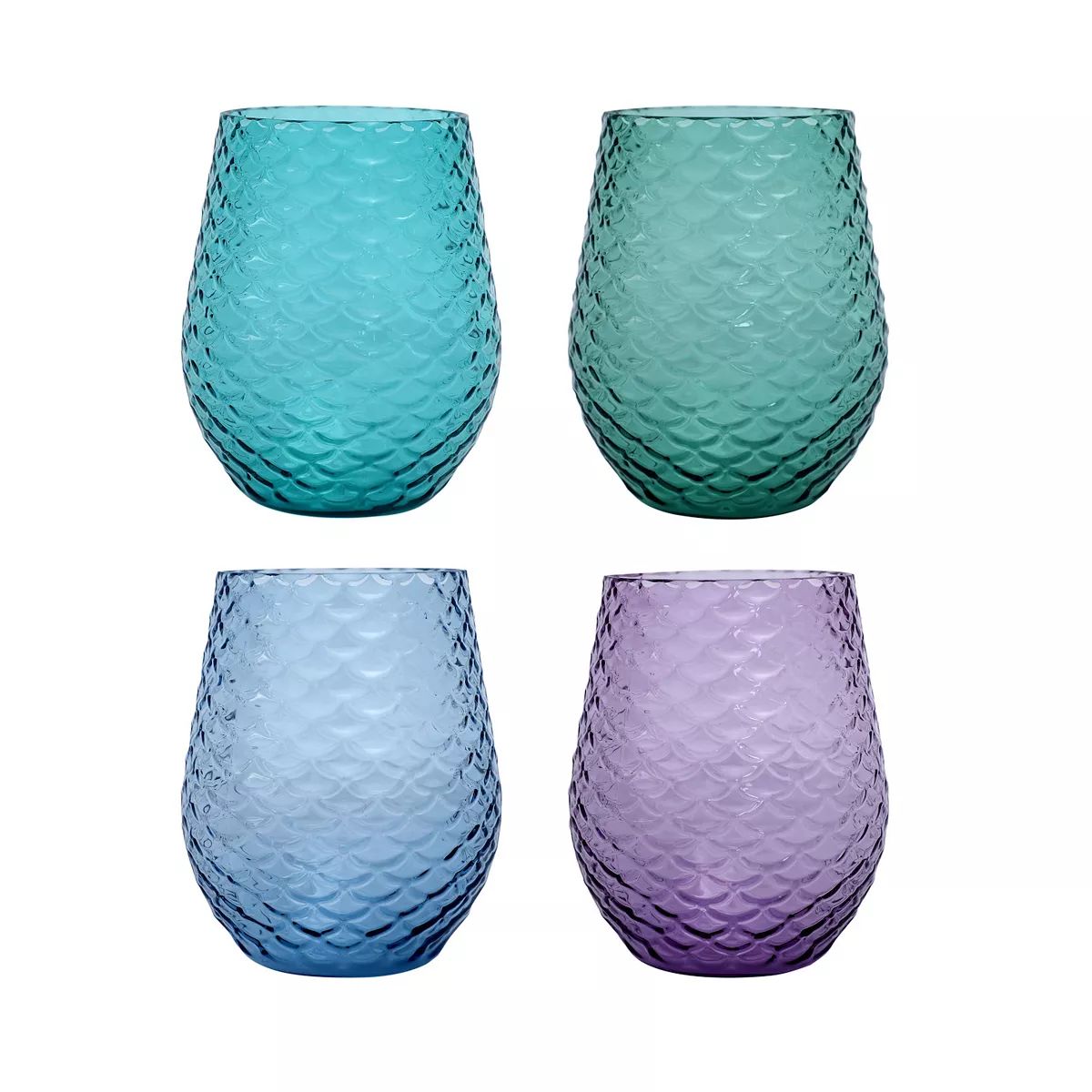 Celebrate Together Summer Mermaid Scale Stemless Wine Glasses 4-Piece Set | Kohl's