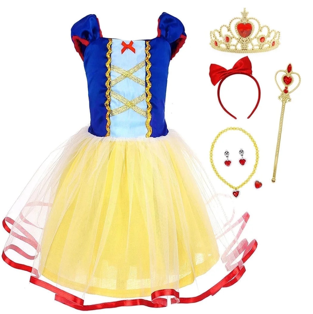 Jurebecia Girls Princess Dress Toddler Royal Storybook up Kids Puffed Sleeves & Tulle Skirt Birth... | Walmart (US)