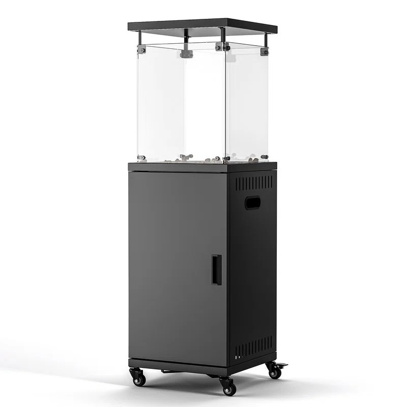 50000 BTU Black Standing Propane Patio Heater with Wheels | Wayfair North America