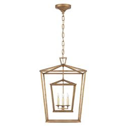 Visual Comfort Darlana Modern Classic Gilded Iron Double Lantern Pendant - Small | Kathy Kuo Home