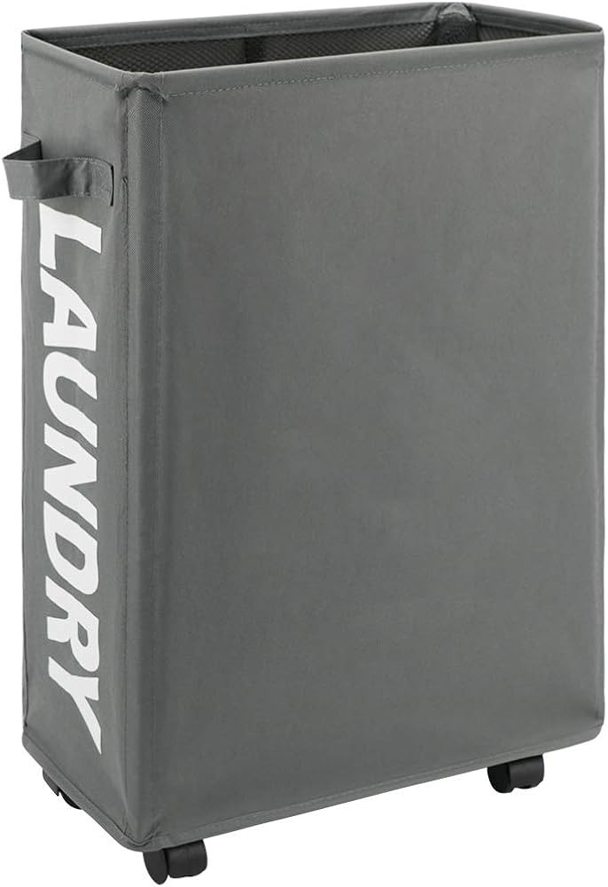 TOTANKI 22" Rolling Slim Laundry Basket with Handle on Wheels (4 Colors), Foldable Laundry Hamper... | Amazon (US)