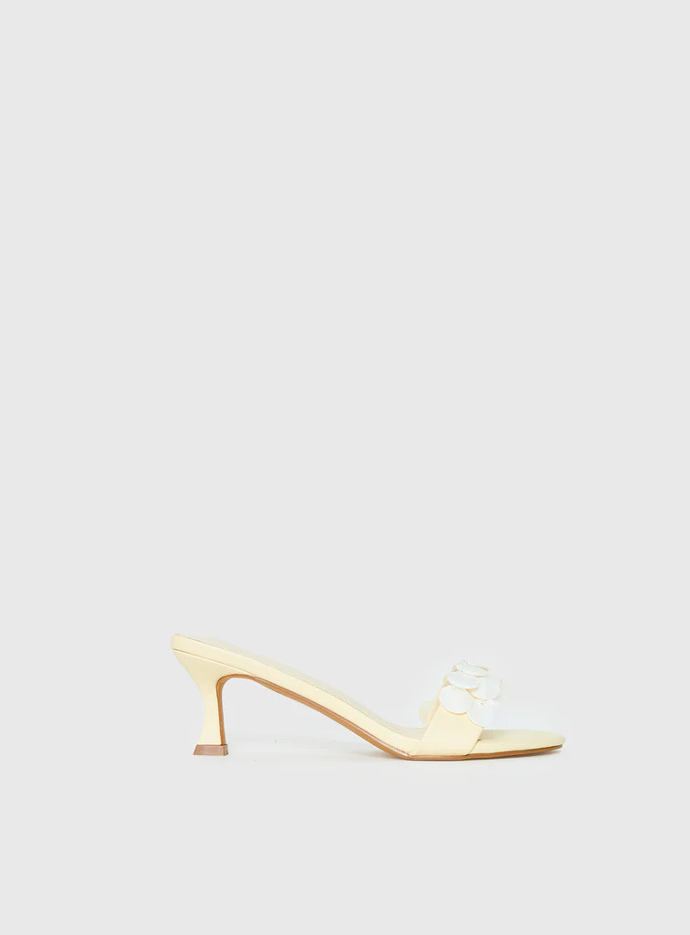 Early Pop Sequin Heels Yellow | Princess Polly US