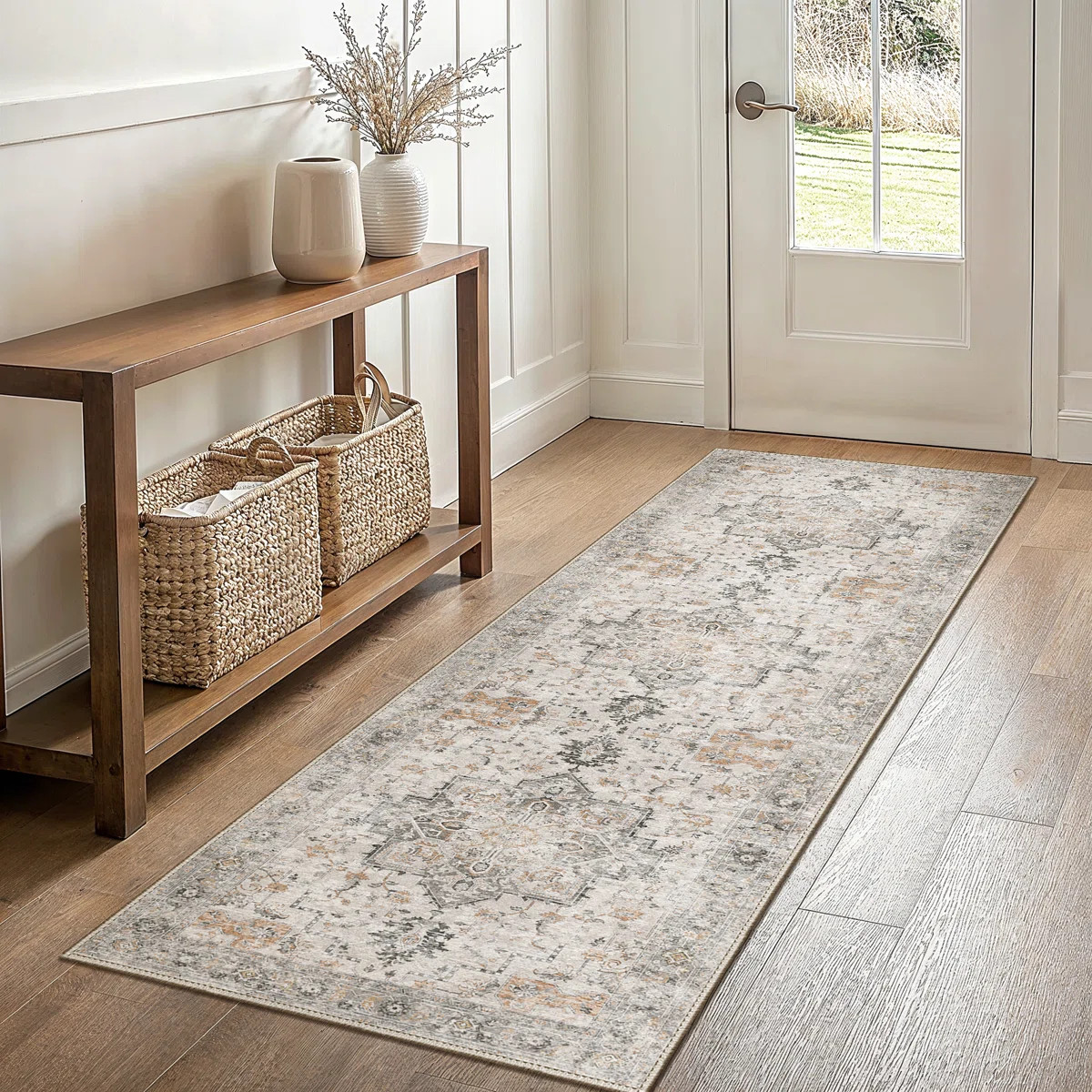 Roehit Beige / Brown Machine Washable Performance Area Rug with Non-slip Backing | Wayfair North America
