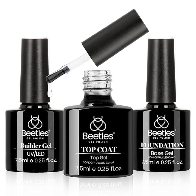 Beetles 3 Pcs 7.5ml Builder Nail Gel No Wipe Base Top Coat Set, Shine Finish and Long Lasting, So... | Amazon (US)