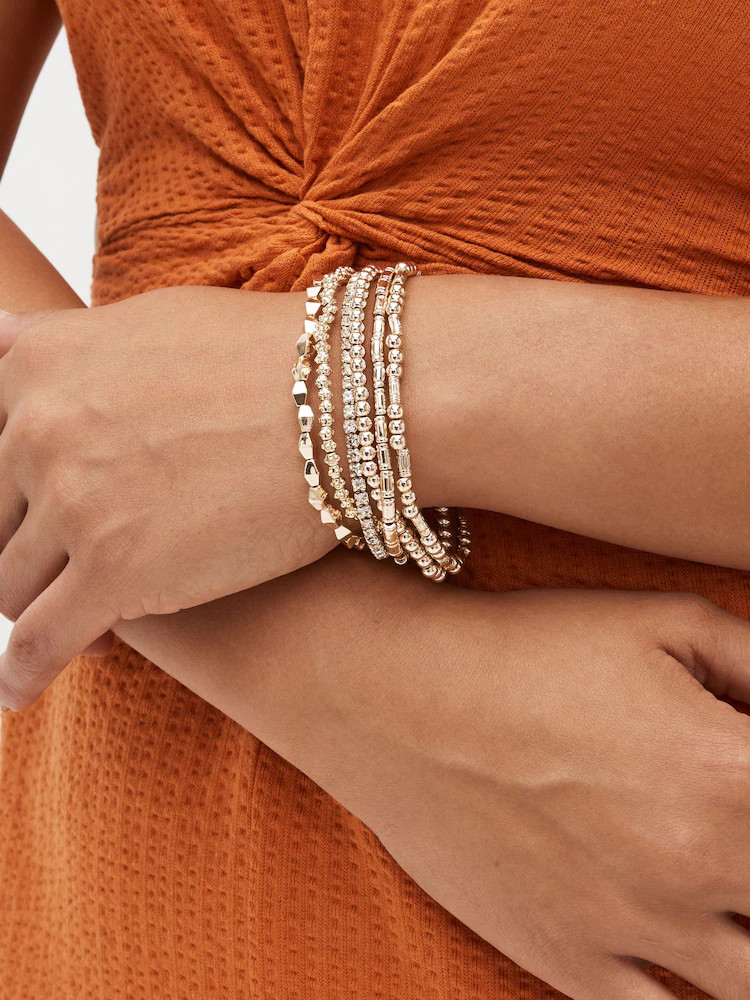 Rose Gold Tone Sparkle Stretch Bracelets Pack | Next US