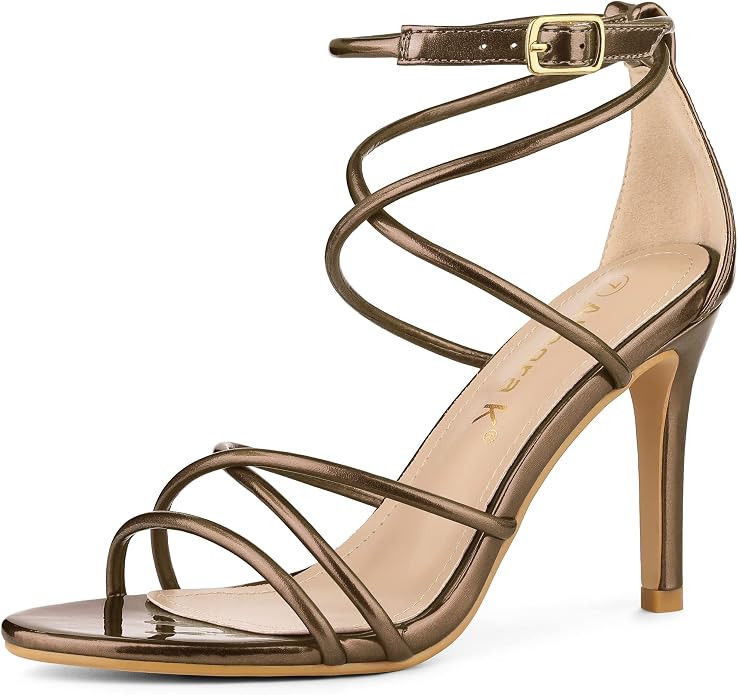 Allegra K Women's Open Toe Strappy Straps Stiletto Heel Sandals | Amazon (US)