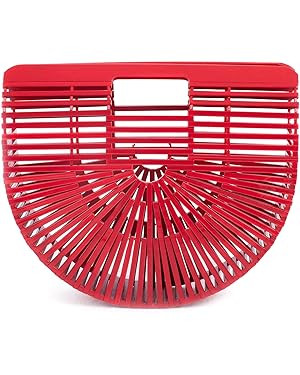 Women's Bamboo Handbag by Handmade Straw Bag,Tote Bamboo Purse Natural Basket Bag for Summer Beac... | Amazon (US)