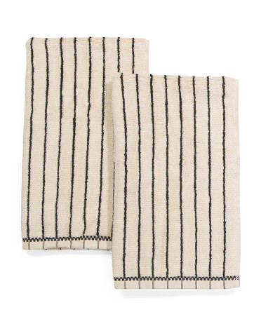 Set Of 2 Sammi Striped Hand Towels, Cotton | TJ Maxx