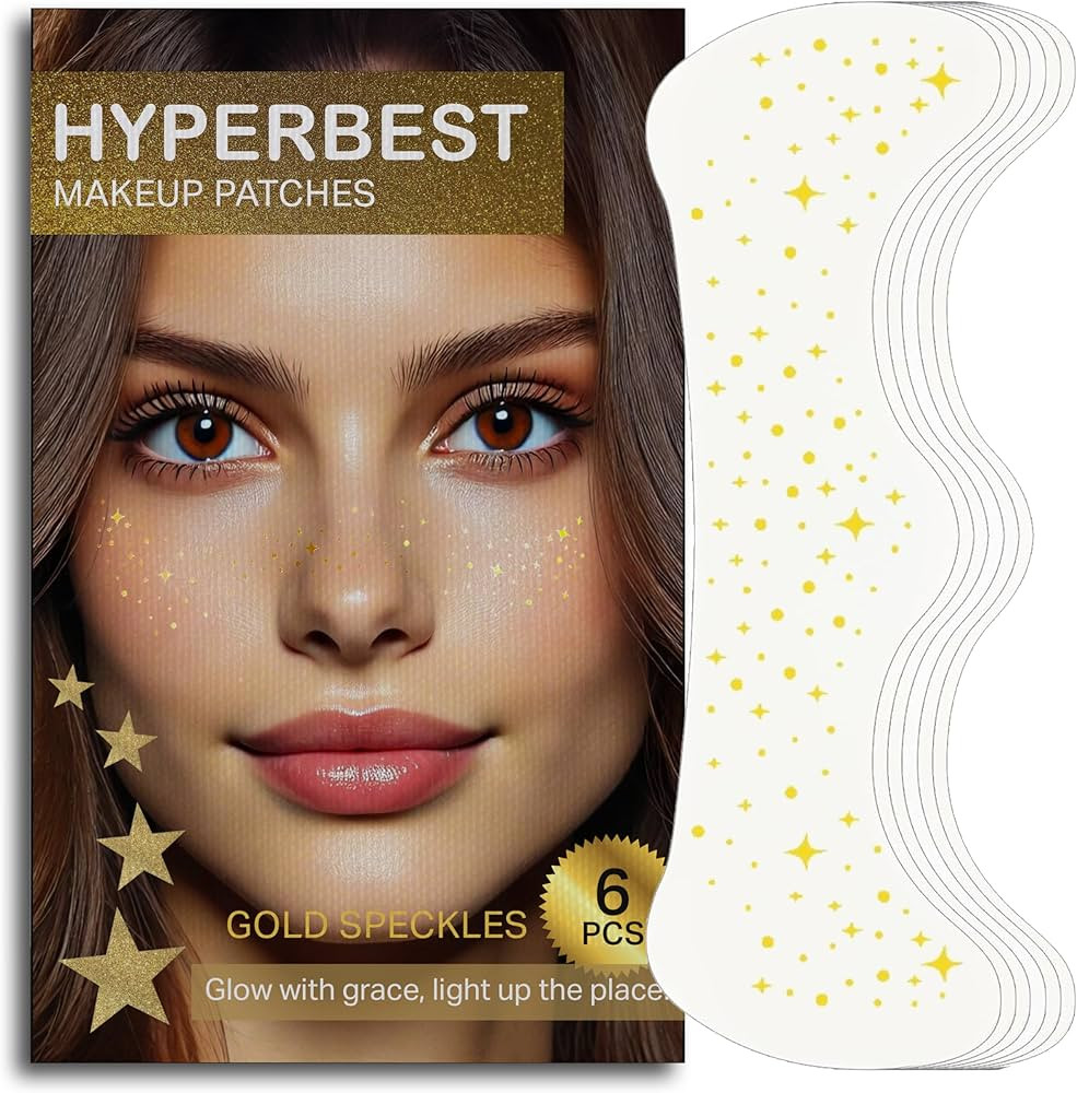 Glitter Freckles Face Tattoo, 6 Count Sparkle Freckles, Gold, Star Design, Rave Festival Outfits ... | Amazon (US)