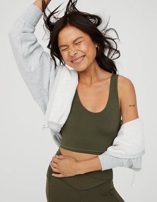 OFFLINE By Aerie Real Me Keyhole Back Longline Sports Bra | American Eagle Outfitters (US & CA)
