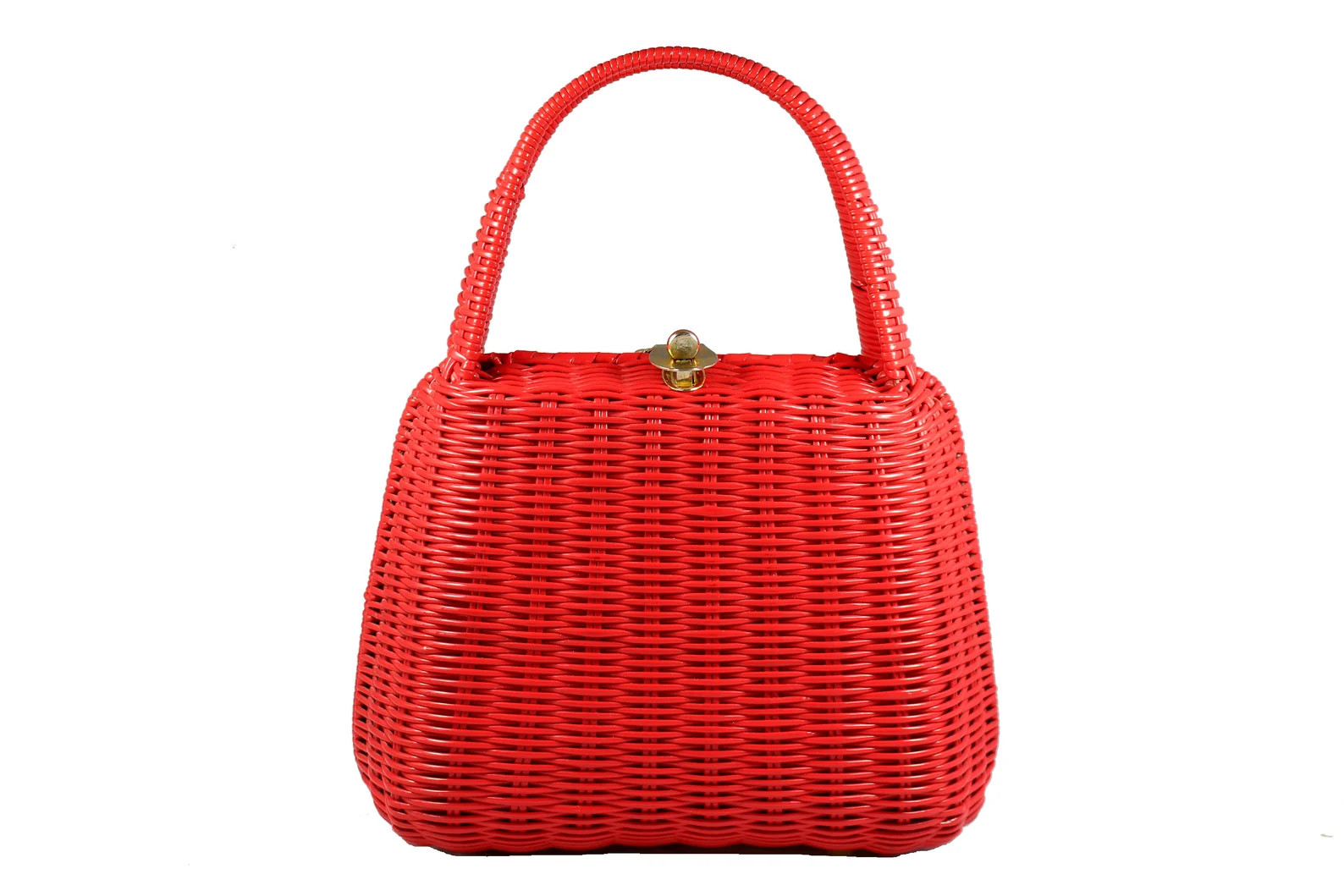 LESCO Vintage Red Plastic Wicker Bag - Etsy | Etsy (US)