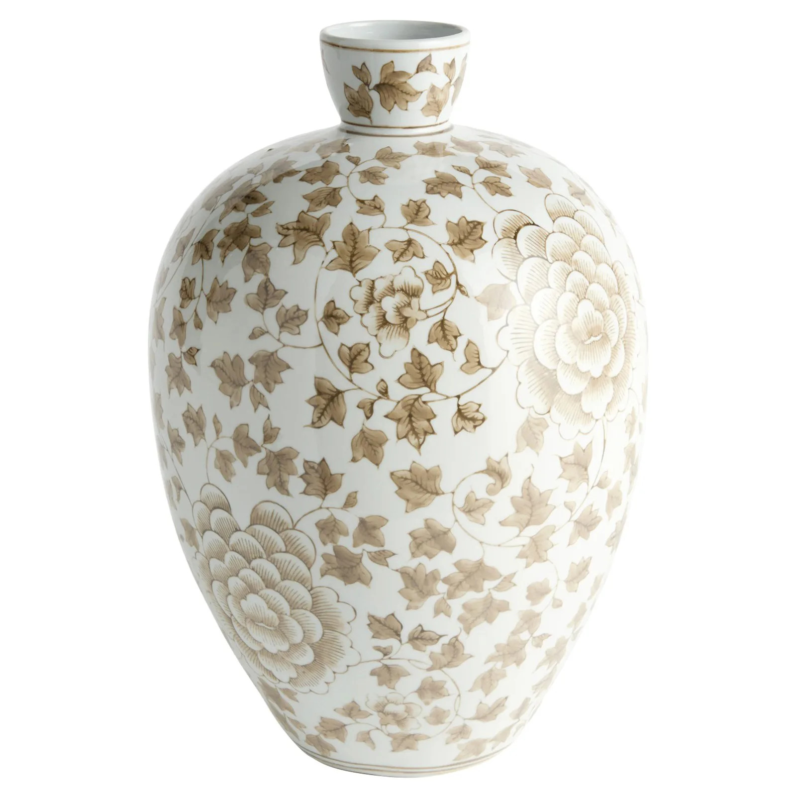 Nolan French Country Taupe Porcelain Bottle Table Vase | Kathy Kuo Home