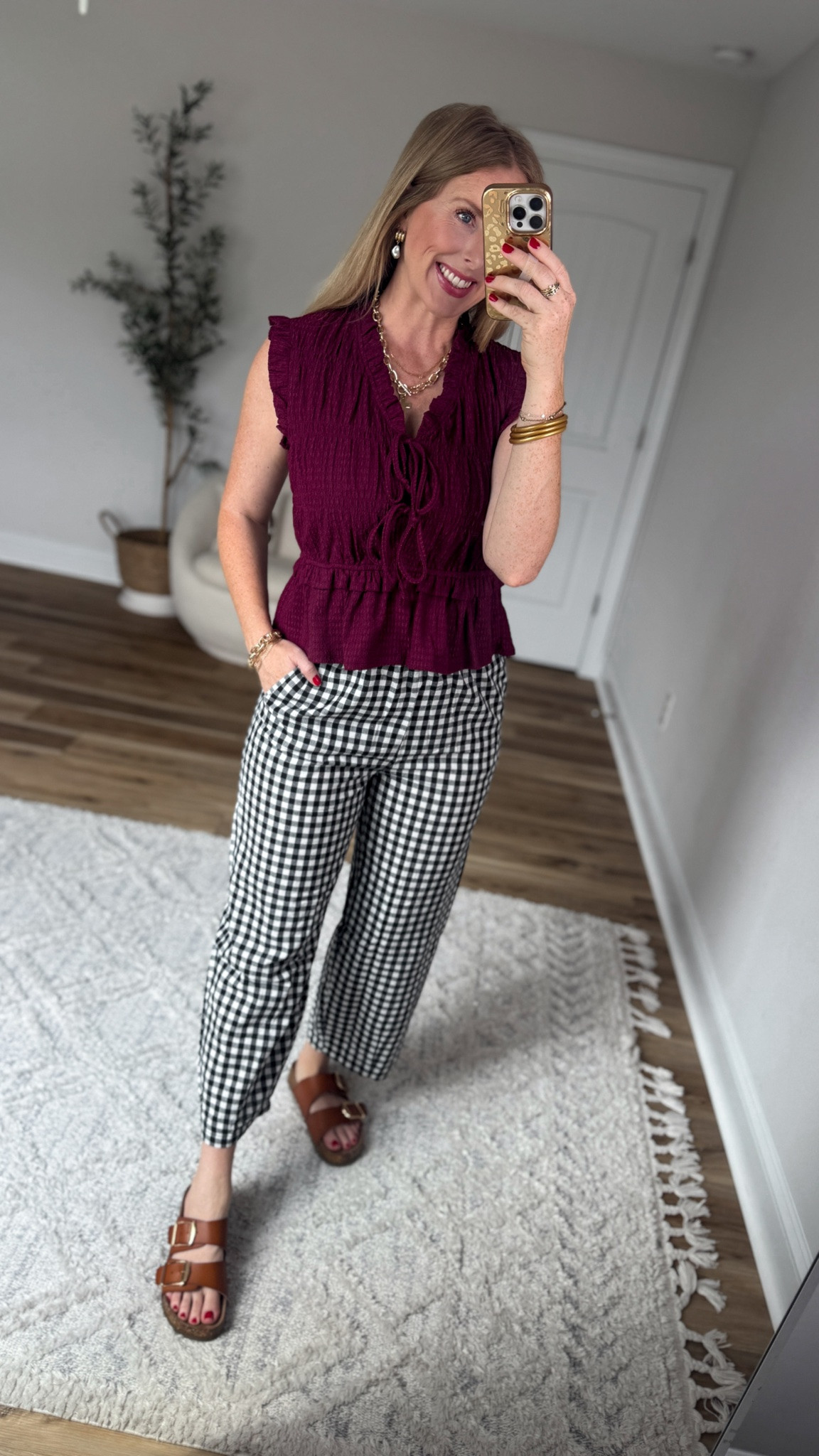 Daily try on, Walmart outfit, Walmart fashion, Walmart try on, time and tru, gingham pants

#LTKootd