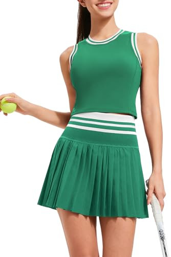 Two Piece Tennis Skirt Set for Women High Waisted Pleated Athletic Golf Skirt Sets Women 2 Piece ... | Amazon (US)
