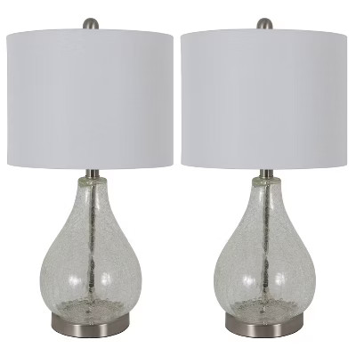 22.5" Set of 2 Crackled Teardrop Table Lamp Clear - Decor Therapy | Target