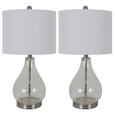 22.5" Set of 2 Crackled Teardrop Table Lamp Clear - Decor Therapy | Target