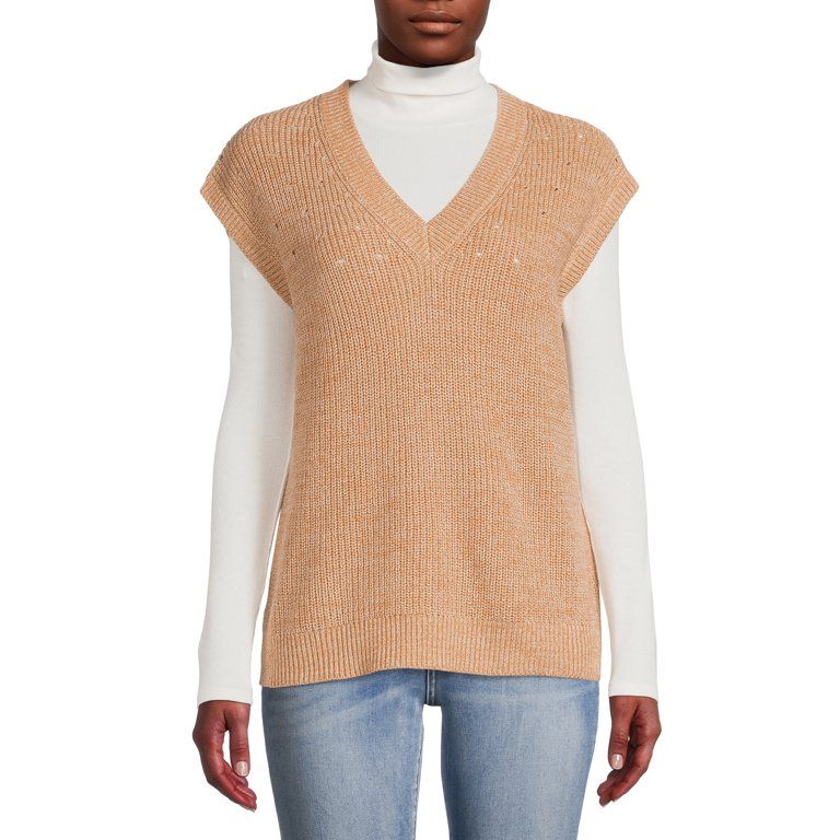 Time and Tru Women's Sweater Vest with Extended Shoulders - Walmart.com | Walmart (US)