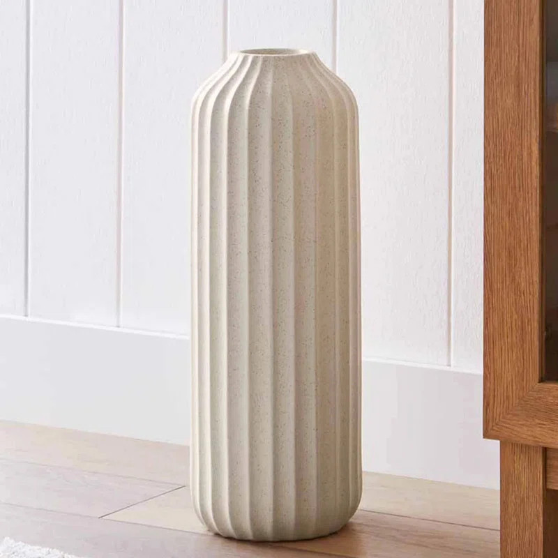 22"H White Speckle Ceramic Floor Vase | Wayfair North America