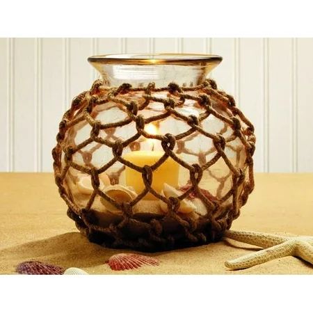 Jute Net-Wrapped Glass Bowl - for Florals, Candle, Shelf Decor, Kitchen Flowers | Walmart (US)