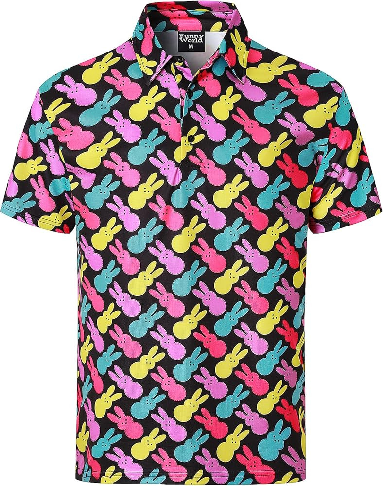 Funny World Men's 3D Pattern Printed Polo Shirts Short Sleeve Golf Shirt for Men | Amazon (US)