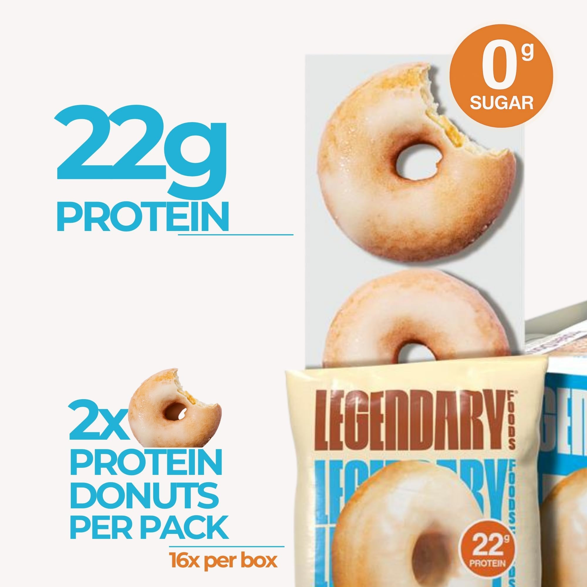 Legendary Foods 22gr Protein Donuts - Glazed Vanilla 8x (2 Donuts per Pack), High Protein, Zero S... | Amazon (US)