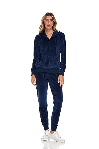 Cheetah Ladies 2 Piece Velour Jogger Set, Hoodie and Sweatpants Ladies Tracksuit, Dark Blue, M | Amazon (US)
