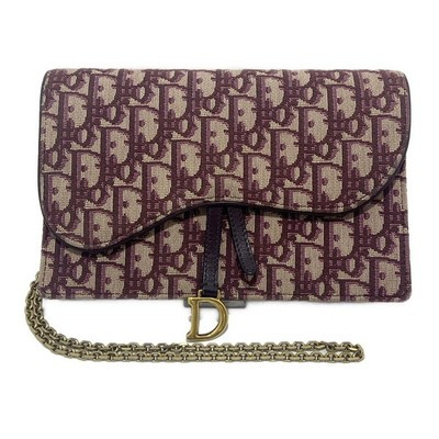 Auth DIOR/ChristianDior Saddle Wallet - Bordeaux Cream Jacquard Leather  | eBay | eBay US