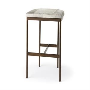 Millie 16.5L x 18.0W x 30.0H Light Gray Hair On Hide Leather Stool | Cymax