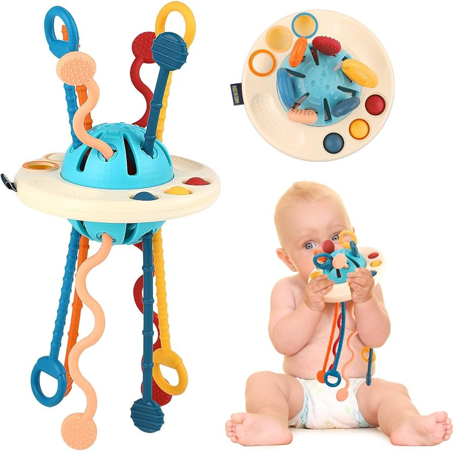 Baby Montessori Sensory Toy for Babies, Silicone Pull String Teething Toy, Baby Toys for 6-12-18 ... | Amazon (US)