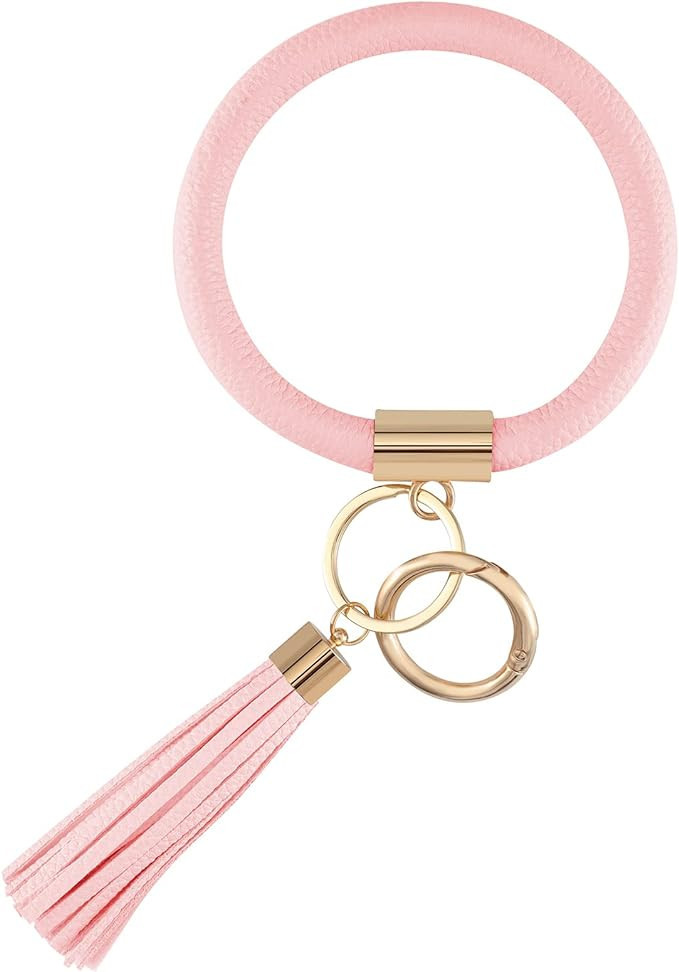 Weixiltc Key Ring Bracelet Wristlet Keychain Bangle Keyring - Portable Leather Tassel Bracelet Ke... | Amazon (US)