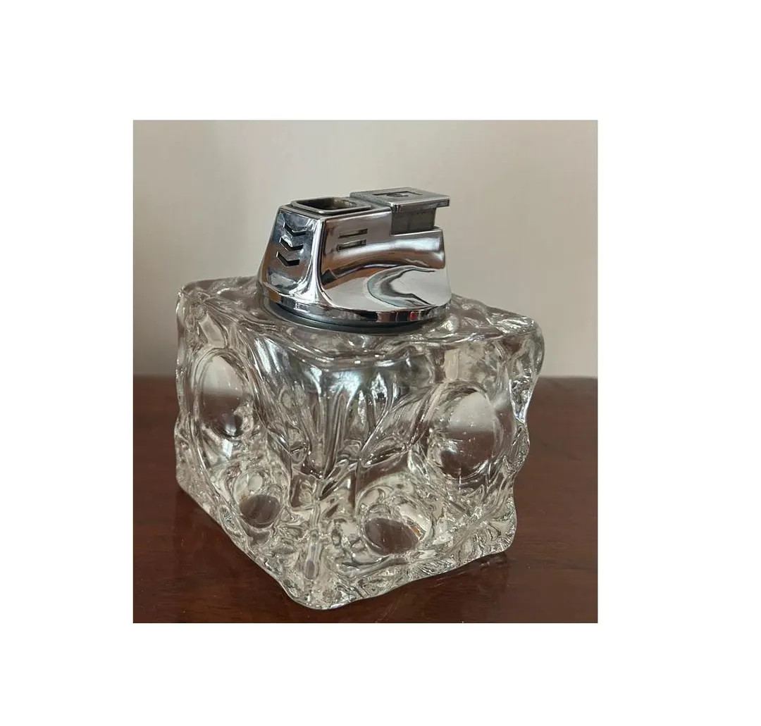 Vintage White Ice Cube Art Glass Table Lighter: Mid-Century Modern Cube Decor | Etsy (US)