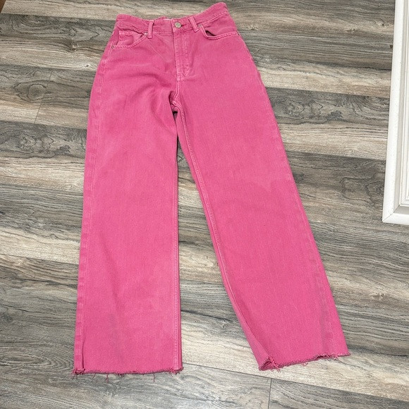 Zara Hot Pink Wide-Leg Jeans | Poshmark