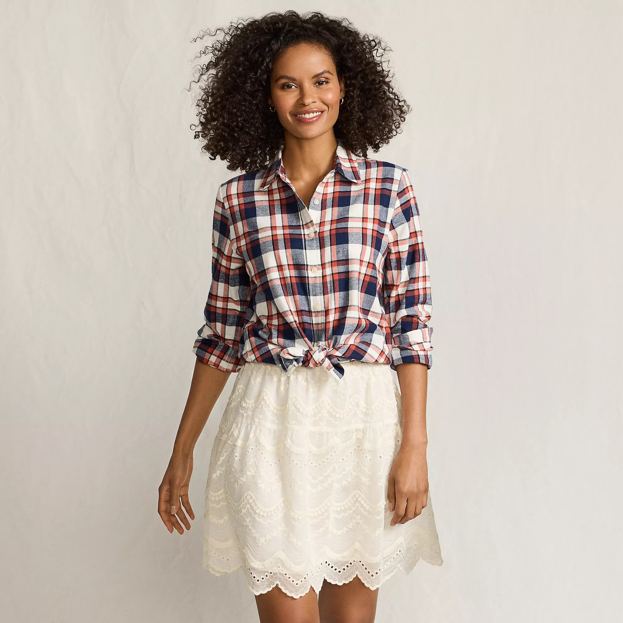 Flannel Boyfriend Long Sleeve Shirt | Lands' End (US)