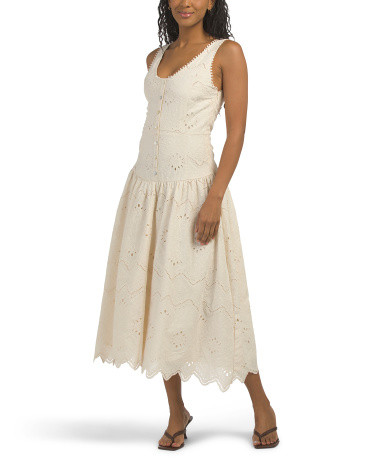 Eyelet Button Front Midi Dress | TJ Maxx