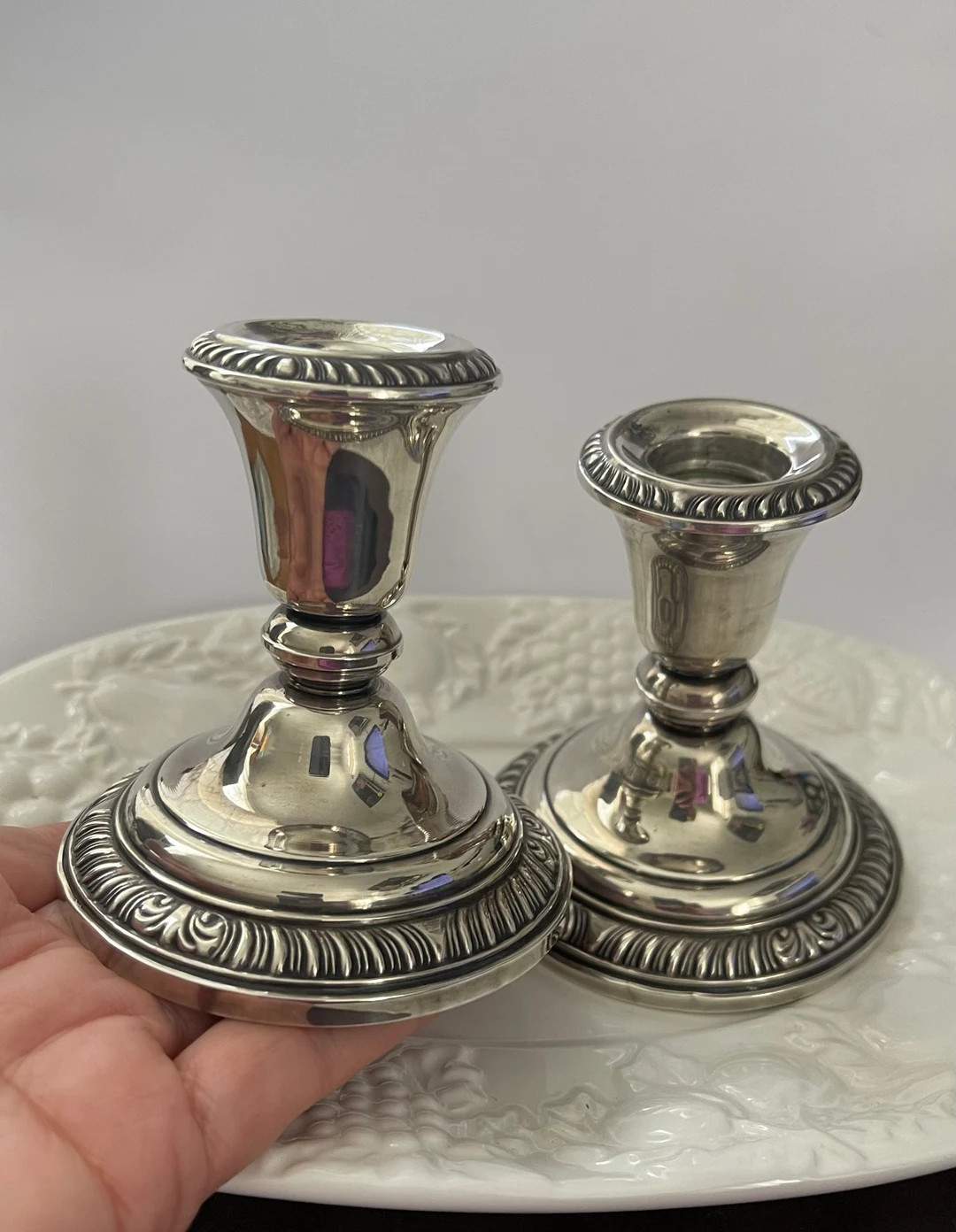 Pair of Vintage Sterling Candle Holders Signed Frank M Whiting - Etsy | Etsy (US)