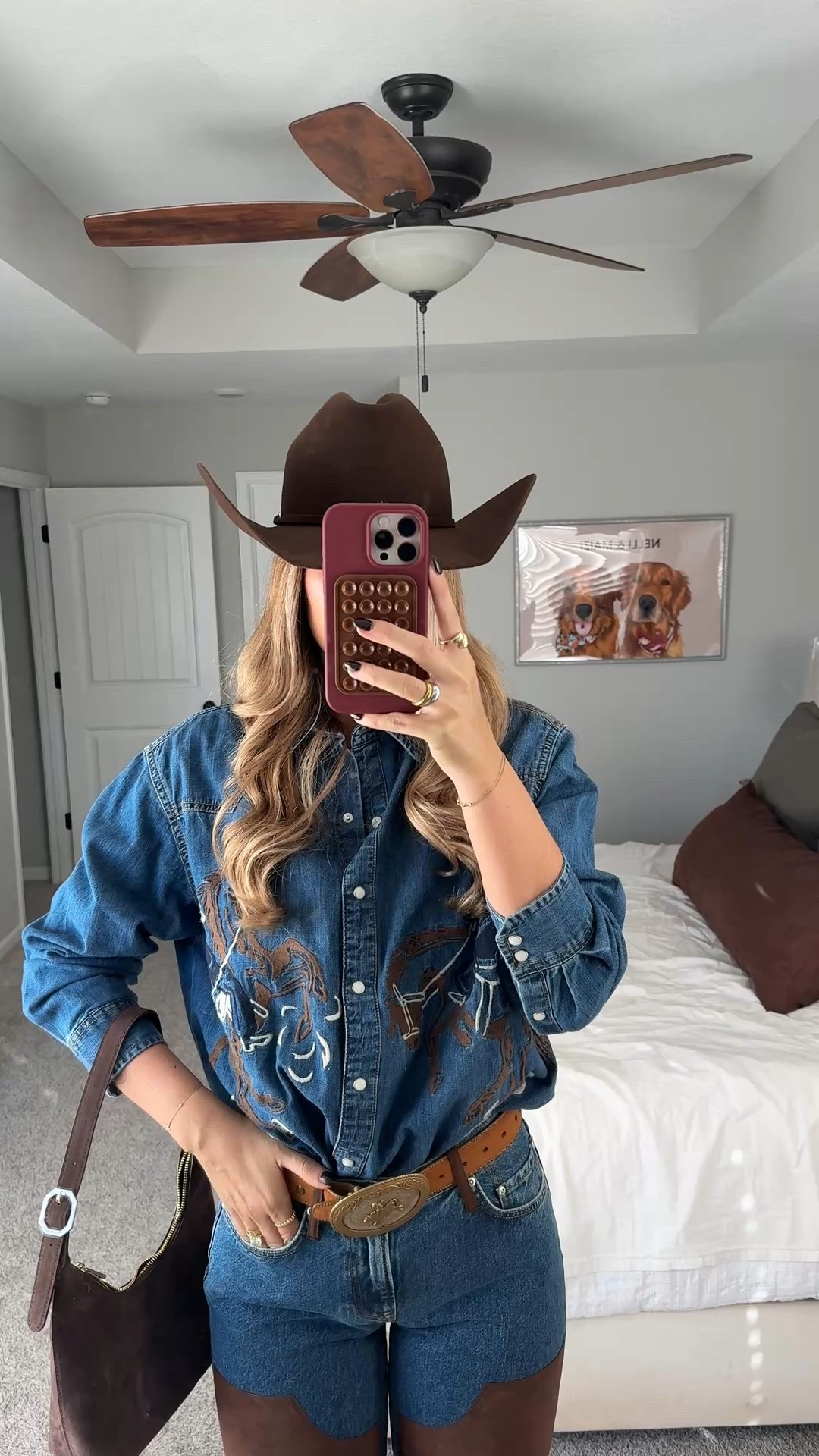 western chic outfit styling 
denim shirt runs oversized l (i have a medium) size 26 in jeans, belt is a vintage find from ebay. hat is rodeo king but also linked similar! shoes are steve madden but i linked amazon similar option 

#LTKSeasonal #LTKootd #LTKTall