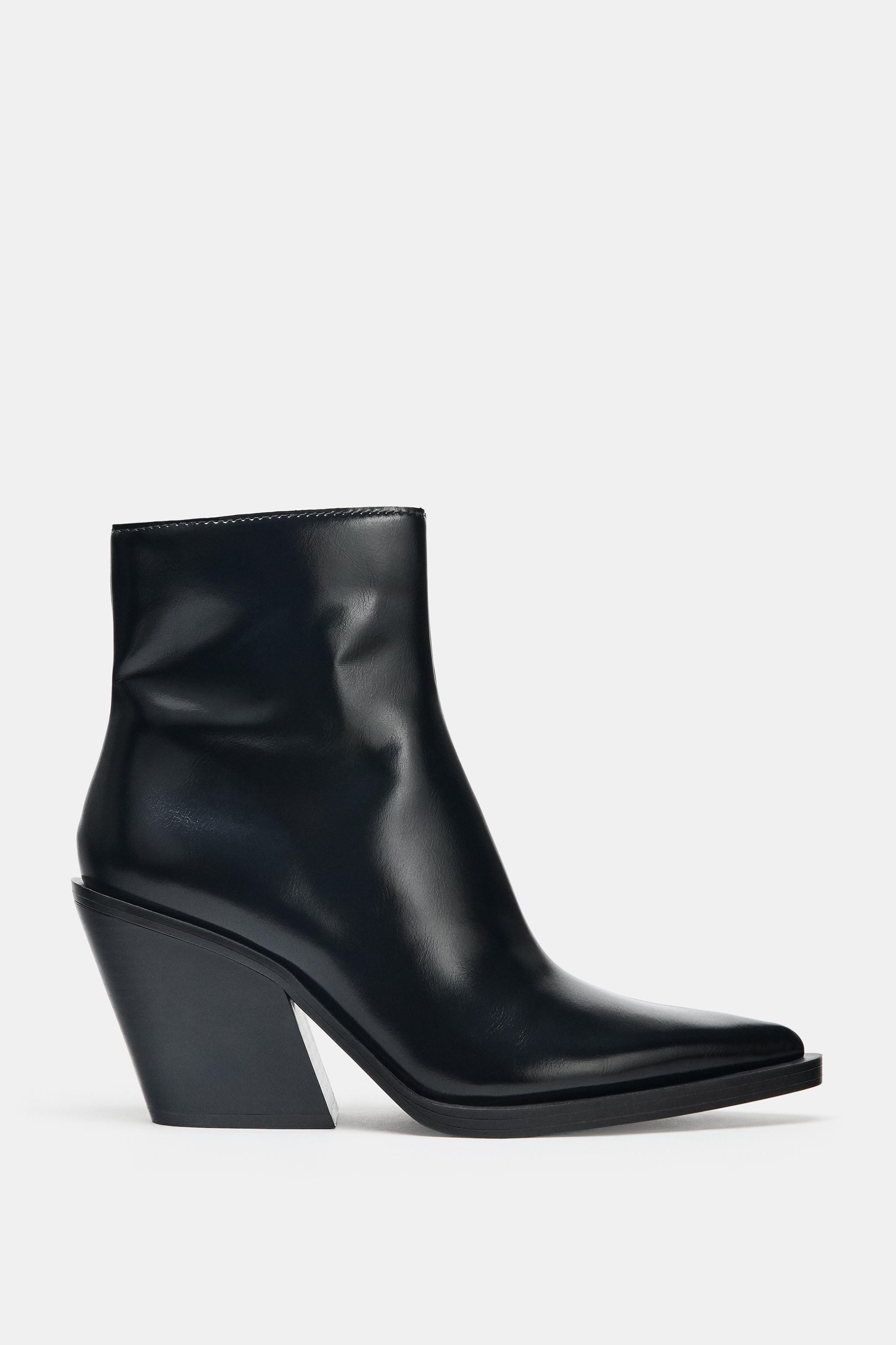 COWBOY HEELED ANKLE BOOTS | Zara Canada