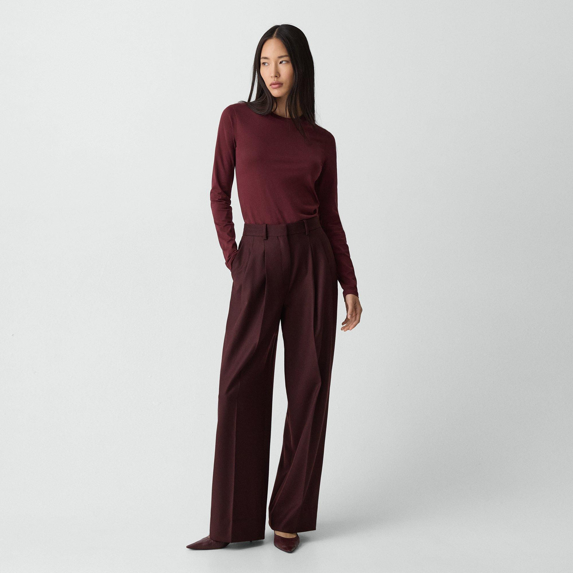 Double Pleat Pant, 33'' in Sleek Flannel | Theory