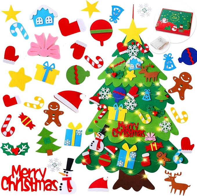 Felt Christmas Tree for Kids, YCOISINI 3.2ft My First Christmas Tree for Toddlers, 34 Ornaments W... | Amazon (US)