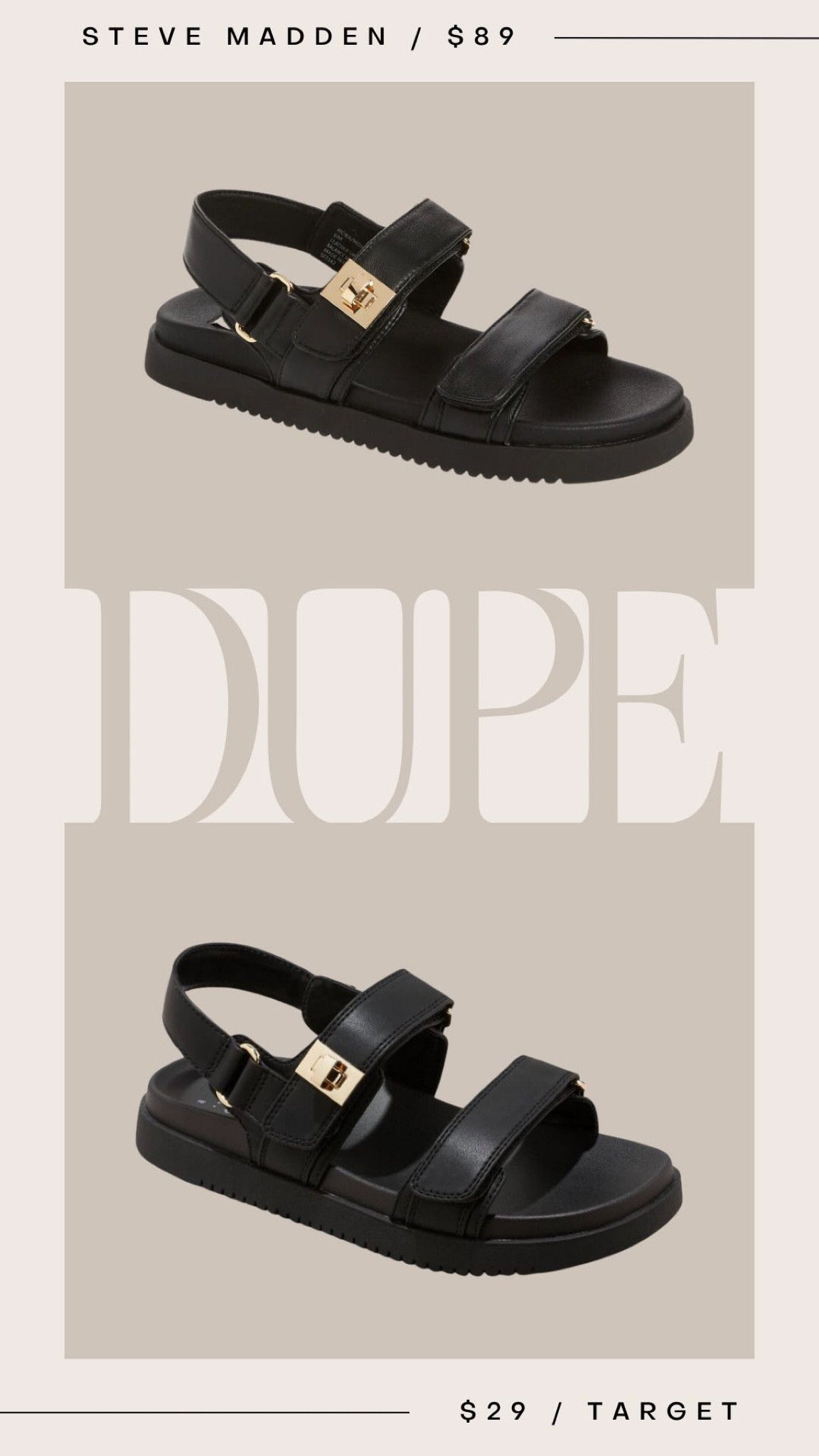Steve Madden dupe at Target. Look for less. Dupe. Fashion find. Summer style. Summer sandals. Black sandals. Dad sandals. 

#summerstyle #summersandal

#LTKFind #LTKshoecrush #LTKunder50