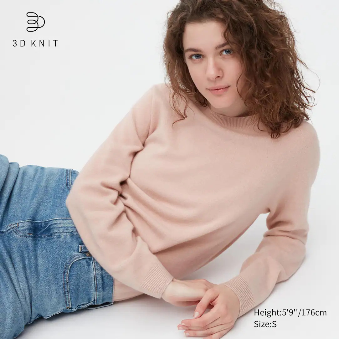 Pull en Cachemire Maille 3D Col Rond | UNIQLO | Uniqlo FR