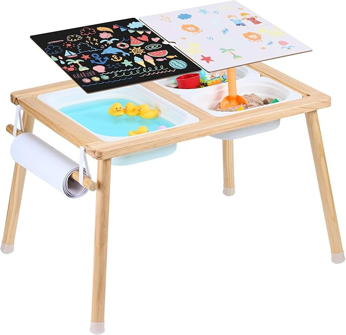 VEVOR Sensory Table for Toddlers, Kids Activity Table with 3 Foldable Storage Bins & Paper Roll H... | Amazon (US)